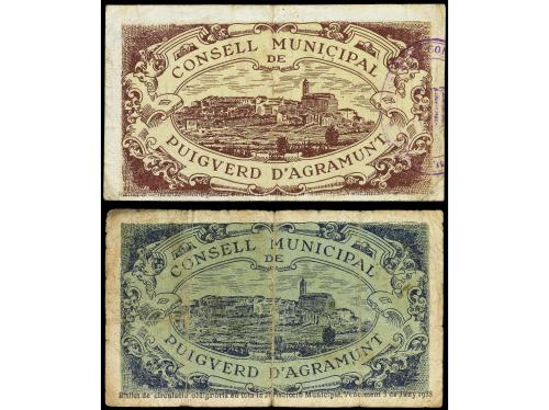 CATALUNYA. 50 Cèntims y 1 Pesseta. C.M. de PUIGVERT D´ AGRAM