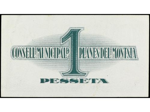 CATALUNYA. 1 Pesseta. 17 Gener 1937. C.M. de PLANES DE MONTS