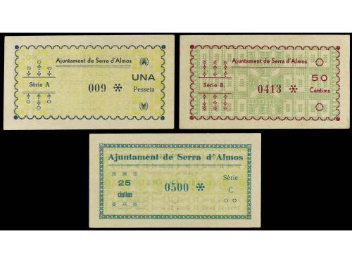 CATALUNYA. Lote 3 billetes 25, 50 Cèntims y 1 Pesseta. 1937.