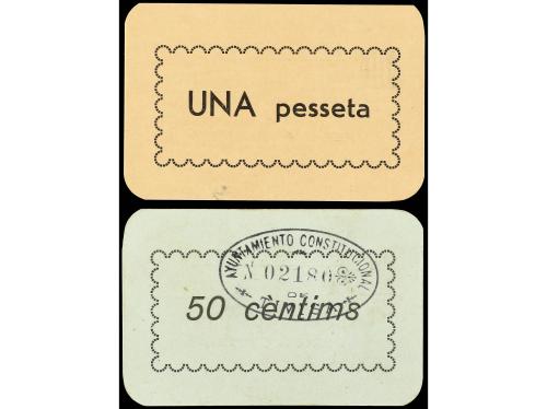 CATALUNYA. Lote 2 billetes 50 Cèntims y 1 Pesseta. 1937. C.M