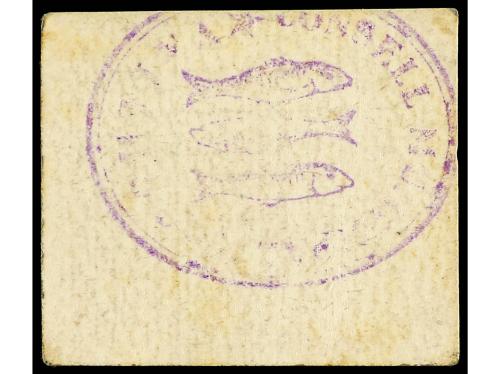 CATALUNYA. 5 Cèntims. Aj. de VALLMOLL. Cartón. Sello tampón 