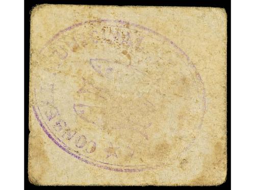 CATALUNYA. 10 Cèntims. Aj. de VALLMOLL. Cartón. Sello tampón