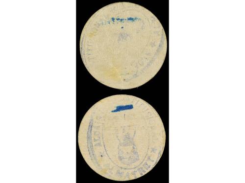 CATALUNYA. Lote 2 billetes 5 y 10 Cèntims. LA COLECTIVITAT D