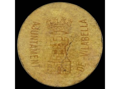 CATALUNYA. 1 Pesseta. Aj. de VILABELLA. Cartón redondo. (Alg