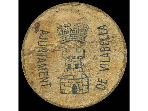CATALUNYA. 50 Cèntims. Aj. de VILABELLA. Cartón redondo. (Al