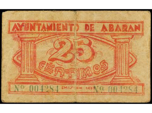 MURCIA. 25 Céntimos. 1937. Ay. de ABARÁN. (Algo sucio). RGH-