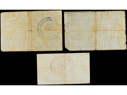 ARAGÓN-FRANJA DE PONENT. Lote 3 billetes 50 Cèntimos, 1 y 2,