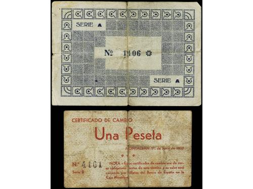 ARAGÓN-FRANJA DE PONENT. Lote 2 billetes 0, 50 y 1 Peseta. 1