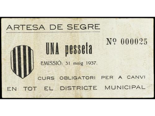 CATALUNYA. 1 Pesseta. 10 Gener 1937. Districte Municipal d´ 