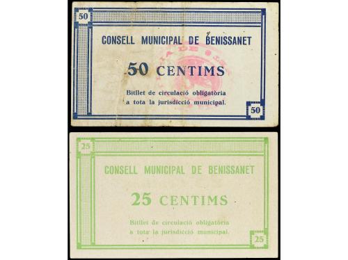CATALUNYA. Lote 2 billetes 25 y 50 Cèntims. 1 Juny 1937. C.M