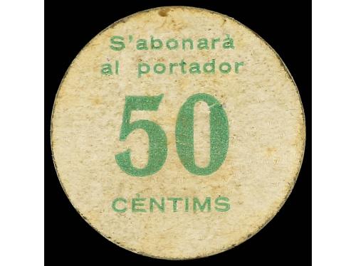 CATALUNYA. 50 Cèntims. Aj. de BRÀFIM. Cartón redondo. (Algo 
