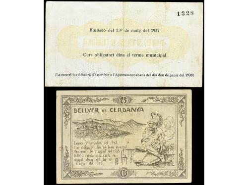 CATALUNYA. Lote 2 billetes 0, 25 Pessetes y 25 Cèntims. 1 Ma