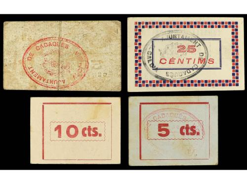 CATALUNYA. Lote 4 billetes 5, 10, 25 Cèntims y 1 Pesseta. C.