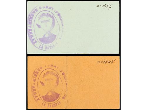 CATALUNYA. Lote 2 billetes 50 Cèntims y 1 Pesseta. Aj. de LA