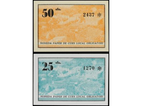 CATALUNYA. 25 y 50 Cèntims. Desembre 1937. C.M. de CERVIÀ DE