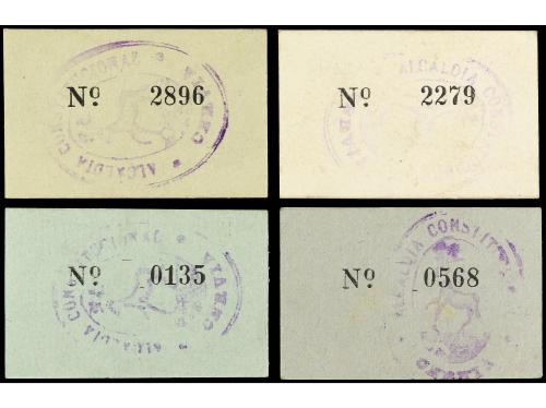 CATALUNYA. Lote 4 billetes 5, 15, 25 y 50 Cèntims. Aj. de CE