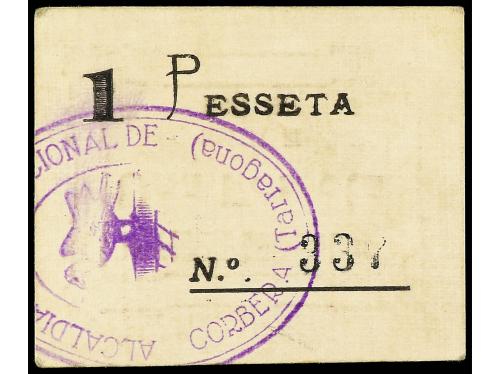 CATALUNYA. 1 Pesseta. C.M. de CORBERA DE TERRA ALTA. Cartón.