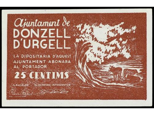 CATALUNYA. 25 cèntims. Aj. de DONZELL D´ URGELL. RARO. AT-91