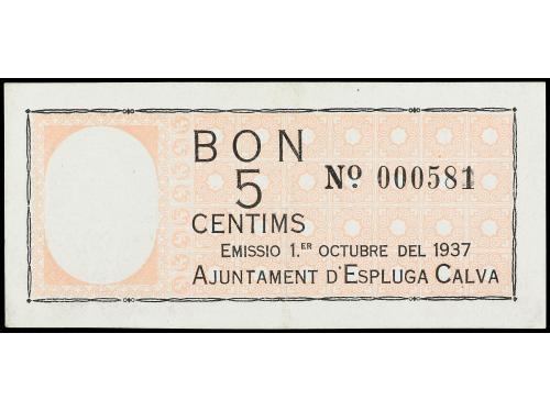 CATALUNYA. 5 Cèntims. 1 Octubre 1937. Aj. de L´ ESPLUGA CALV