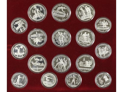 RUSIA. Set 28 monedas 5 (14) y 10 Rublos (14). 1977 a 1980. 