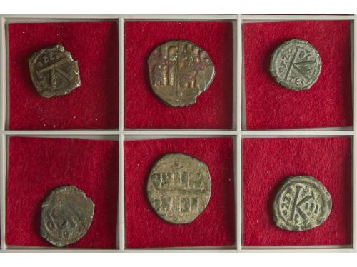 MONEDAS BIZANTINAS. Lote 6 monedas 1/2 y 1 Follis. JUSTINIAN