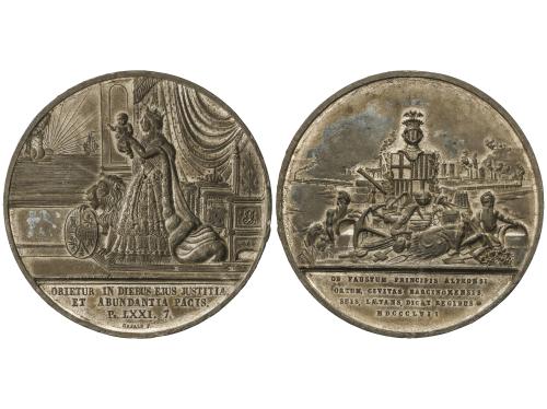ISABEL II. Medalla Nacimiento Príncipe Alfonso. 1857. BARCEL
