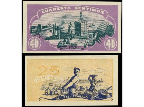 GUERRA CIVIL, ZONA REPUBLICANA. Lote 2 billetes 25 y 40 Cént