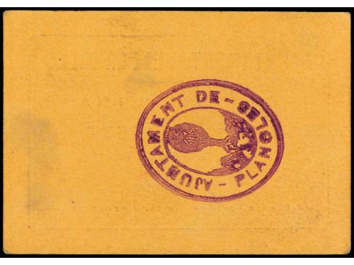 CATALUNYA. 1 Pesseta. Aj. de PLANOLES. Cartón. Variante nume