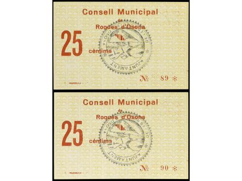 CATALUNYA. Lote 2 billetes 25 Cèntims. 23 Juliol 1937. C.M. 