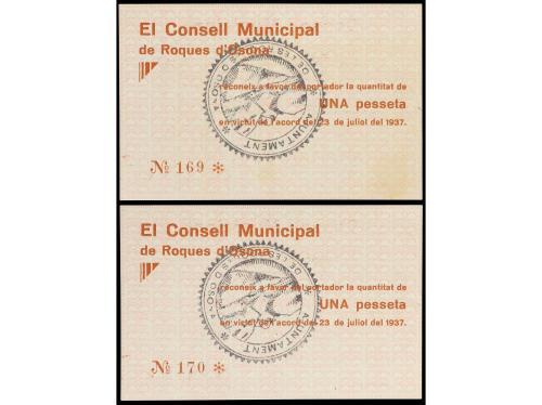 CATALUNYA. Lote 2 billetes 1 Pesseta. 23 Juliol 1937. C.M. d
