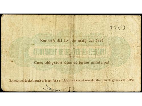 CATALUNYA. 1 Pesseta. 1er Maig 1937. Aj. de BELLVER DE CERDA