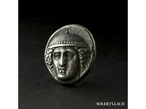 MONEDAS GRIEGAS. Tetradracma. 400-398 a.C. AINOS. Anv.: Cabe