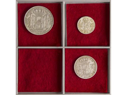 ALFONSO XII. Lote 3 monedas 10, 20 y 50 Centavos de Peso. 18