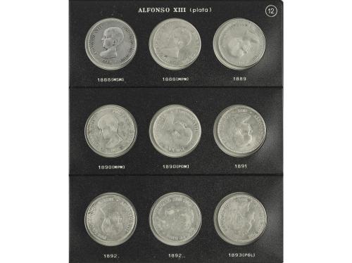 LOTES CENTENARIO. Lote 37 monedas 5 Pesetas. 1870 a 1899. Co