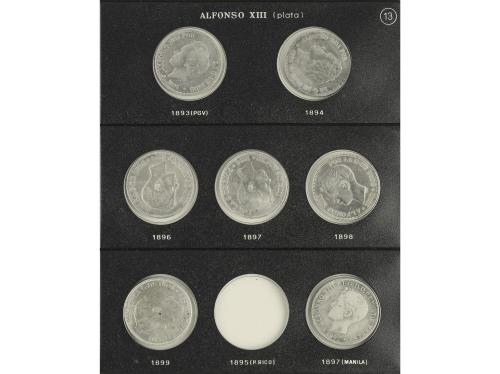 LOTES CENTENARIO. Lote 37 monedas 5 Pesetas. 1870 a 1899. Co