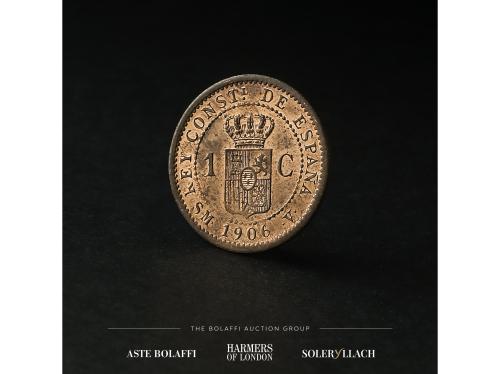 ALFONSO XIII. 1 Céntimo. 1906 (*6). S.M.-V. Anv.: Busto a de