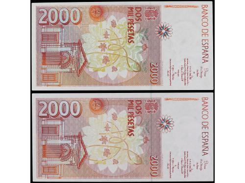 JUAN CARLOS I. Lote 2 billetes 2.000 Pesetas. 24 Abril 1992.