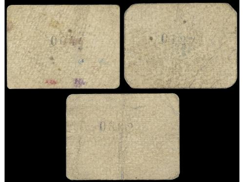 CATALUNYA. Lote 3 billetes 10, 25 y 50 Cèntims. Aj. de VILAN