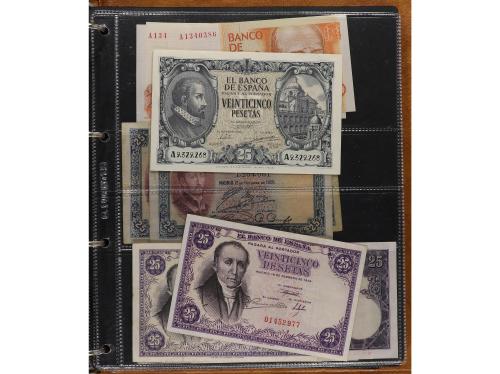 Lote 100 billetes 1 a 10.000 Pesetas. 1906 a 1985. Pequeña c