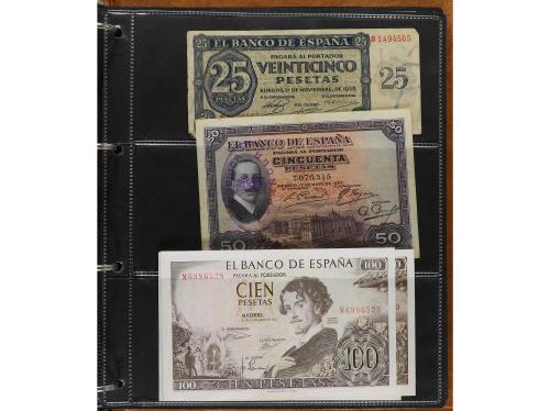 Lote 100 billetes 1 a 10.000 Pesetas. 1906 a 1985. Pequeña c