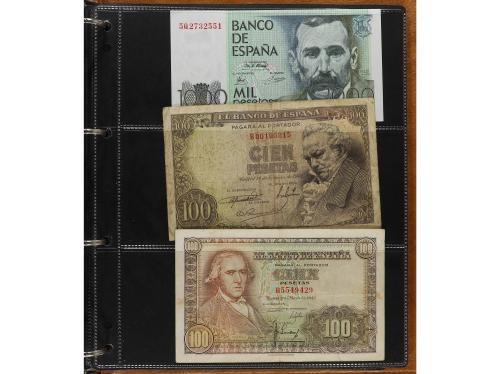 Lote 100 billetes 1 a 10.000 Pesetas. 1906 a 1985. Pequeña c