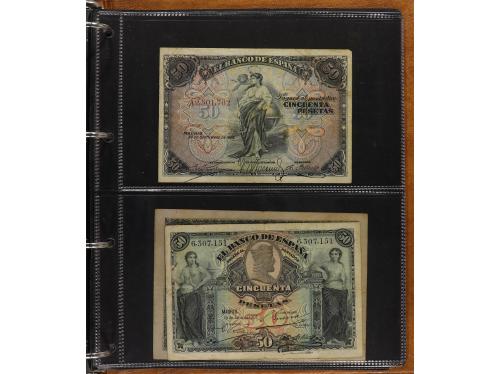 Lote 100 billetes 1 a 10.000 Pesetas. 1906 a 1985. Pequeña c