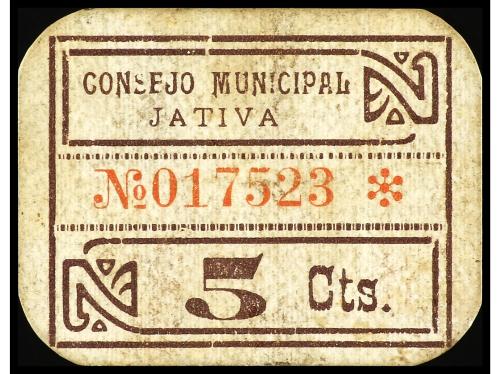 VALENCIA. 5 Céntimos. C.M. de JATIVA (Valencia). Cartón. RGH