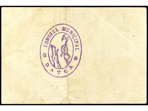 CATALUNYA. 2 Pessetes. C.M. de BATEA. Tampón en anverso y re