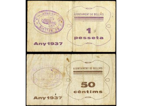 CATALUNYA. Lote 2 billetes 50 Cèntims y 1 Pesseta. 3 Gener 1