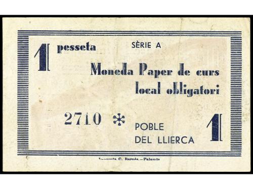 CATALUNYA. 1 Pesseta. 1 Juny 1937. C.M. de POBLE DEL LLIERCA