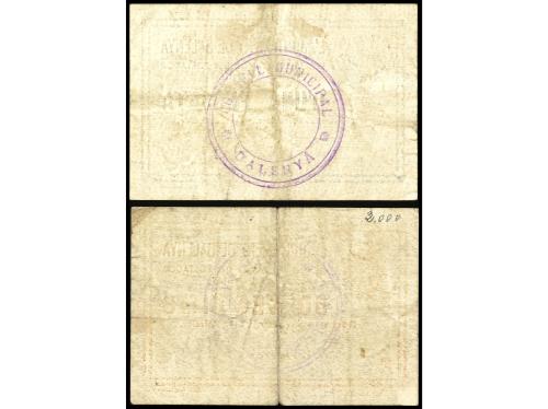 CATALUNYA. Lote 2 billetes 50 Cèntims y 1 Pesseta. Aj. de BA