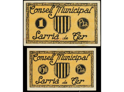 CATALUNYA. Lote 2 billetes 0, 50 y 1 Pesseta. 15 Maig 1937. 