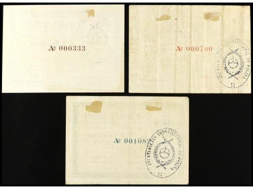 CATALUNYA. Serie 3 billetes 0´ 25, 1 y 2 Pessetes. 18 maig 1