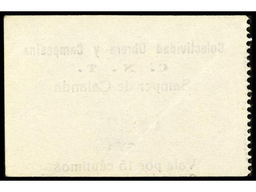 ARAGÓN-FRANJA DE PONENT. 15 Céntimos. COLECTIVIDAD OBRERA Y 